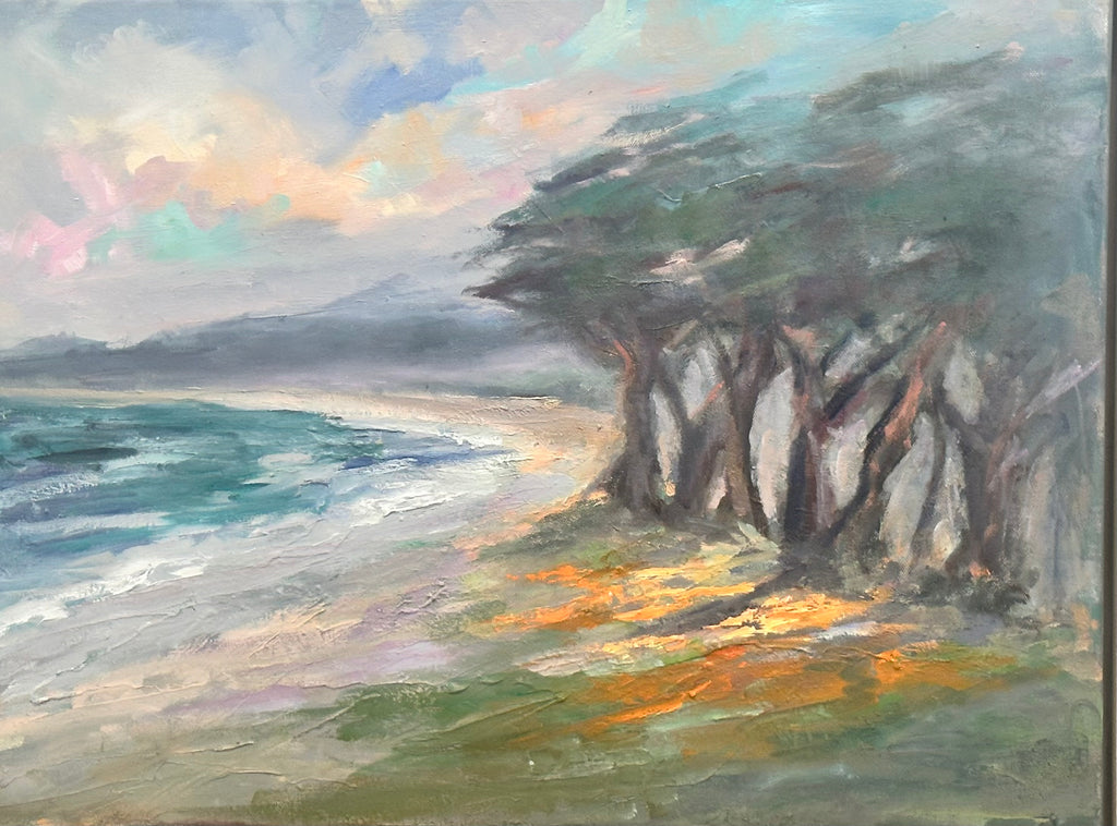 Carmel beach with poppies