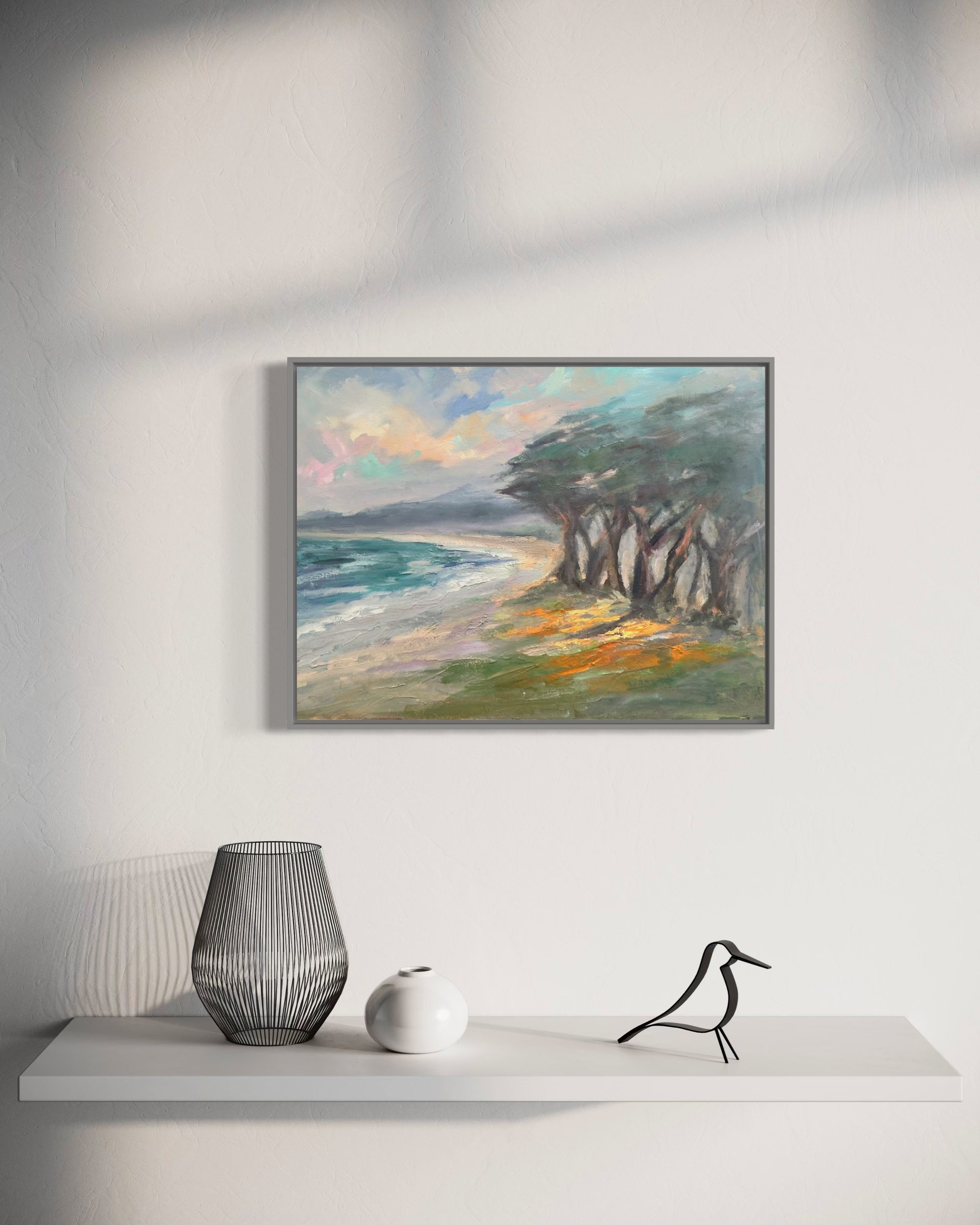 Carmel beach with poppies