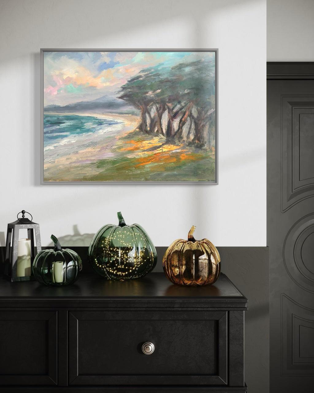 Carmel beach with poppies